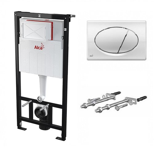 Инсталляция для подвесного унитаза Alcaplast (AM101 AM101/1120-3:1 RU M71-0001) с кнопкой смыва хром