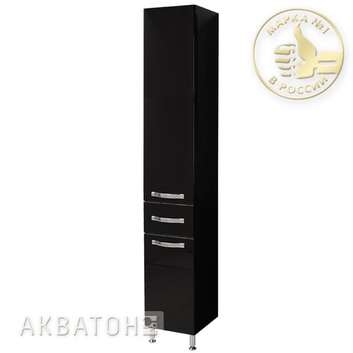 Шкаф-колонна подвесная Акватон Ария Н черный глянец