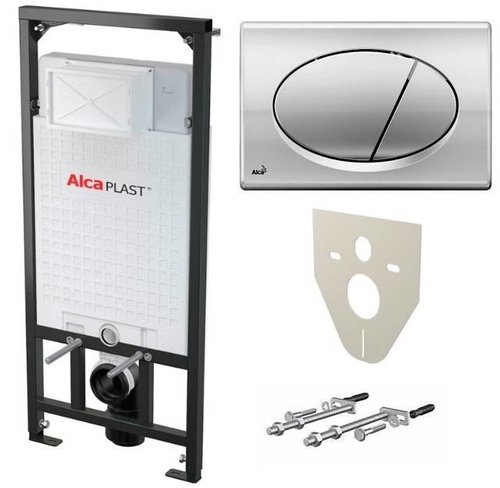 Инсталляция для подвесного унитаза Alcaplast A101 (AM101/1120-4:1 RU M71-001) с кнопкой смыва хром