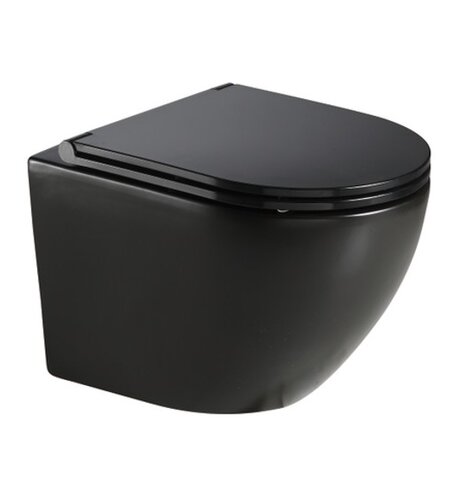 Унитаз подвесной Azario Grado AZ-0046N-MB (безободковый, микролифт) черный матовый