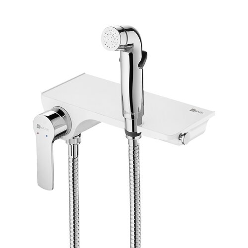 Смеситель с гигиеническим душем, настенный Lemark Solo (LM7168CW) белый-хром