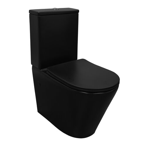 Унитаз напольный Azario Black Queen AZ-8380 черный матовый, безободковый (микролифт)