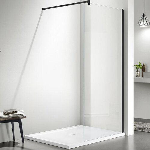 Душевая перегородка Aquatek AQ WIW 09020BL Walk in с держателем 900x2000 профиль черный, стекло прозрачное