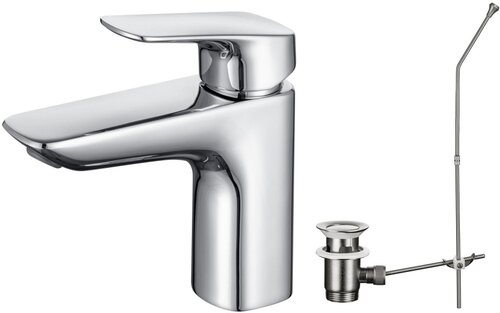 Смеситель для раковины Aquatek Вега 97 AQ1011CR с донным клапаном, хром