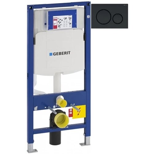 Инсталляция для унитаза Geberit Duofix Sigma 20 111.300.00.5 + 111.815.00.1 + 115.882.16.1 с кнопкой смыва, черный матовый/черный глянец