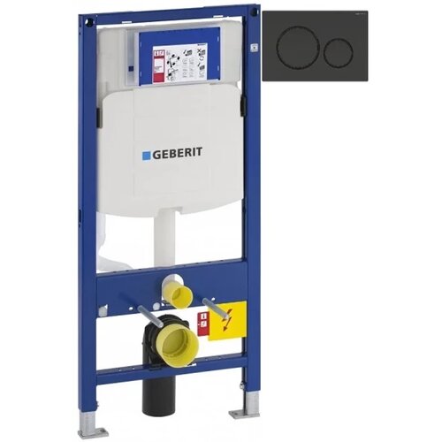 Инсталляция для унитаза Geberit Duofix Sigma 20 111.300.00.5 + 111.815.00.1 + 115.882.DW.1 с кнопкой смыва, черный глянец/черный матовый
