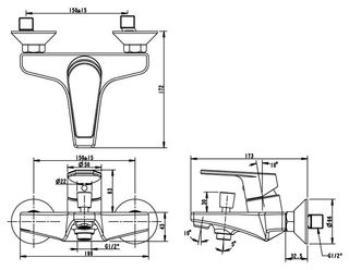 Смеситель для ванны Bravat Line F65299C-1