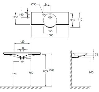 Раковина Jacob Delafon Formilia Spherik E4505 (100 см)