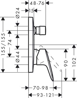 Смеситель для ванны Hansgrohe Logis 71405000S со скрытой частью (71405000+01800180)