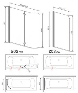 Шторка для ванной Radaway EOS PND 205202-101L (130 см) прозрачное стекло