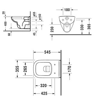 Унитаз подвесной Duravit D-Code Rimless (45700900A1) безободковый с крышкой микролифт