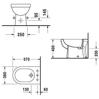 Биде напольное Duravit Happy D 0257100000
