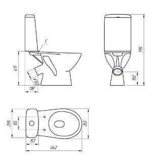 Унитаз напольный Cersanit Just (KO-JUS031-3/6-PL) микролифт
