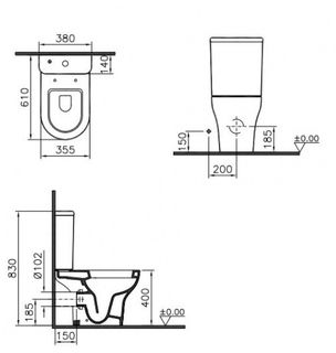 Унитаз напольный Vitra Zentrum 9012B003-7204 с крышкой-сиденьем микролифт