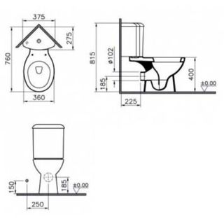 Унитаз напольный Vitra Arkitekt 9754B003-7201 угловой с крышкой-сиденьем микролифт