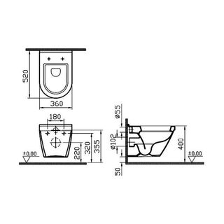 Чаша подвесного унитаза Vitra S50 Rim-Ex 7740B003-0075