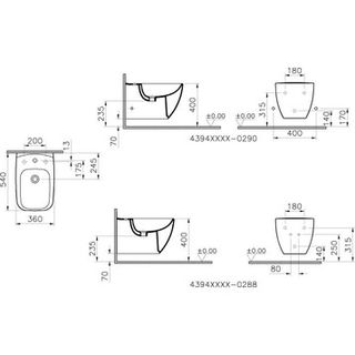 Биде подвесное Vitra Shift (4394B003-0288)