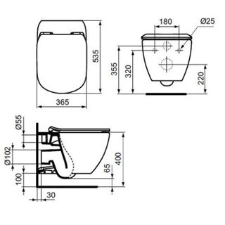 Чаша подвесного унитаза Ideal Standard Tesi AquaBlade T007901