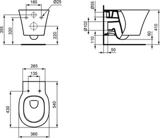 Чаша подвесного унитаза Ideal Standard Connect AIR AquaBlade E005401