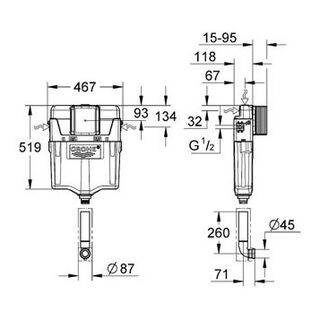 Смывной бачок Grohe Rapid SL 38661000 скрытого монтажа