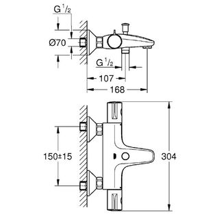 Комплект смесителей с термостатом для ванны Grohe Grohtherm 800 124422