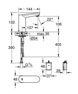 Смеситель для раковины Grohe Eurosmart Cosmopolitan E 36330001 электронный
