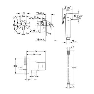 Гигиенический набор Grohe BauCurve 123072