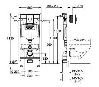 Инсталляция для подвесного унитаза Grohe Rapid SL 38722001 с белой клавишей