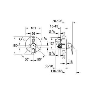 Смеситель для ванны Grohe BauLoop 29081000 скрытого монтажа