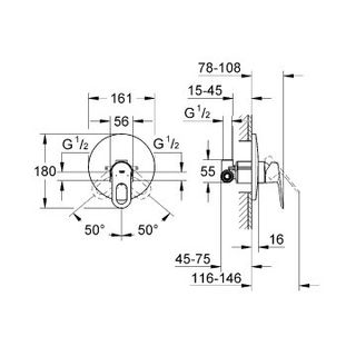Смеситель для душа Grohe BauLoop 29080000 скрытого монтажа