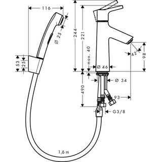 Смеситель для раковины Hansgrohe Talis S New 72290000 с гигиеническим душем