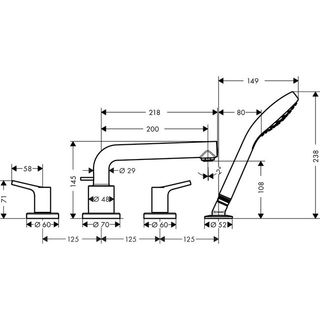 Смеситель для ванны Hansgrohe Talis S New 72419000 на борт ванной