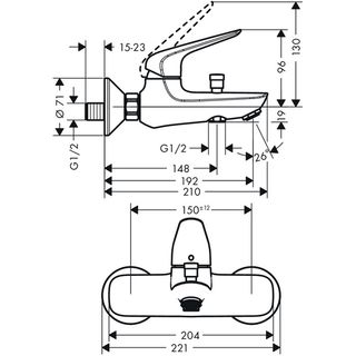 Смеситель для ванны Hansgrohe Novus 71040000