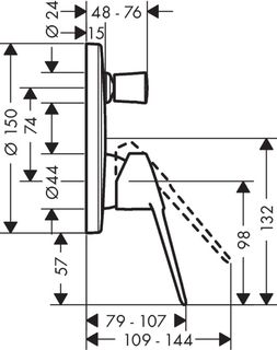 Смеситель для ванны Hansgrohe Novus Loop 71345000S со скрытой частью (71345000+01800180)