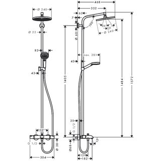 Душевая система Hansgrohe Crometta S 240 1jet Showerpipe 27320000 (240 мм)