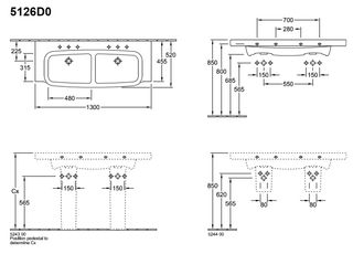 Раковина Villeroy & Boch Sentique Plus 5126D0R1 (130 см)