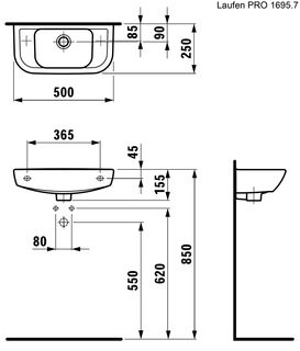 Раковина Laufen Pro С 8.1695.7.000.106.1 (50 см)