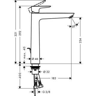 Смеситель для раковины Hansgrohe Talis E 71716000 высокий
