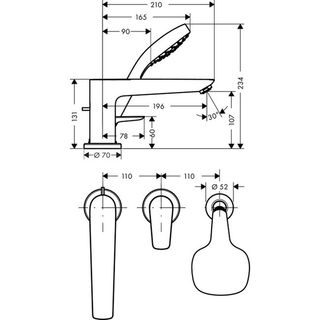 Смеситель для ванны Hansgrohe Talis E 71731000 на борт