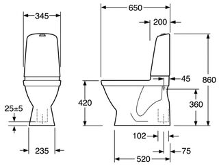 Унитаз напольный Gustavsberg Nautic Hygienic Flush (GB111500201205) безободковый (вертикальный выпуск)
