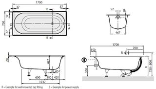 Квариловая ванна Villeroy & Boch Cetus UBQ170CEU2V-01 170x75 с ножками
