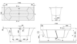Квариловая ванна Villeroy & Boch Pavia UBQ170PAV2V-01 170x75 с ножками