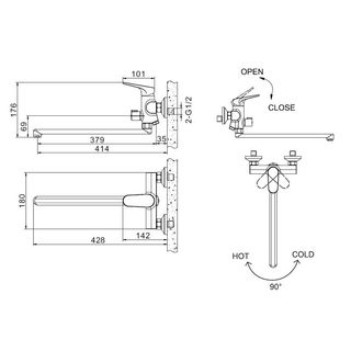 Смеситель для ванны Bravat Eler F6191238CP-01L-RUS