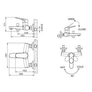 Смеситель для ванны Bravat Loop F6124182CP-01-RUS