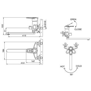 Смеситель для ванны Bravat Loop F6124182CP-02L-RUS