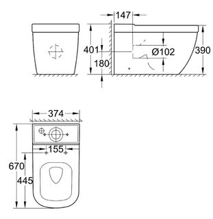 Чаша напольного унитаза Grohe Euro Ceramic 3933800H безободковая