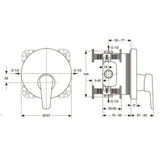 Смеситель для душа Ideal Standard Cerasprint 2012 A5724AA скрытого монтажа