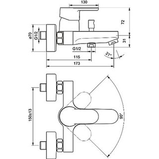 Смеситель для ванны Ideal Standard Vito B0412AA