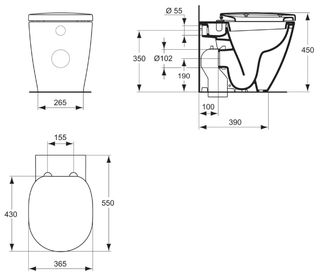 Чаша приставного унитаза Ideal Standard Connect E803401