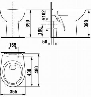 Чаша приставного унитаза Jika Zeta 2239.6